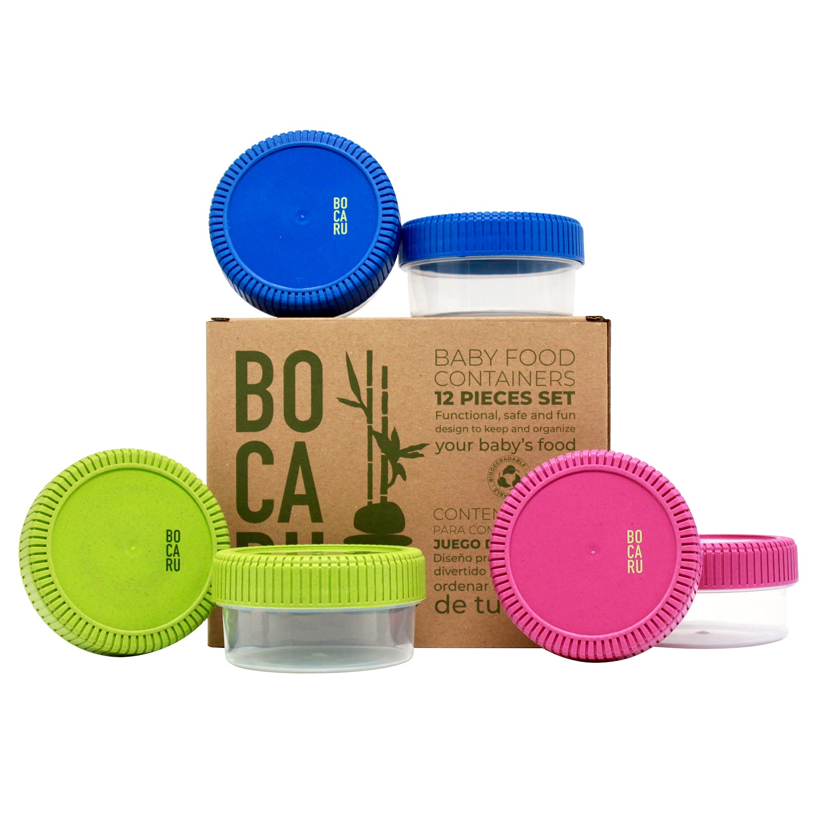 Set de 6 contenedores de 250ml c/u para guardar comida de bebe. Herméticos y libres de BPA. Multicolor