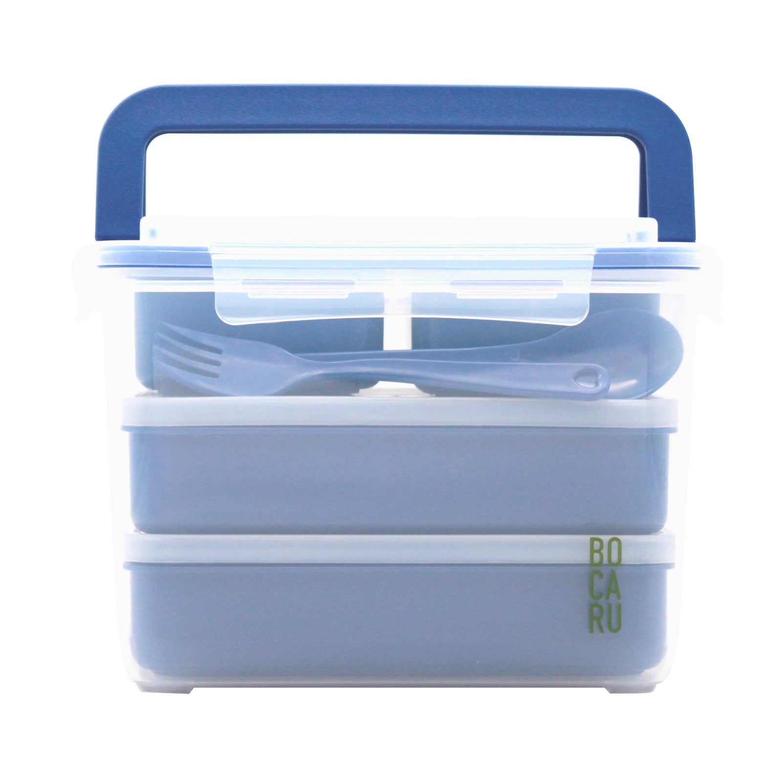 Lonchera Bento Box para niños. Lonchera + tuppers + cubiertos. Set de 18 piezas. Porciones ideales para niños de 5 a 12 años. Azul Eléctrico