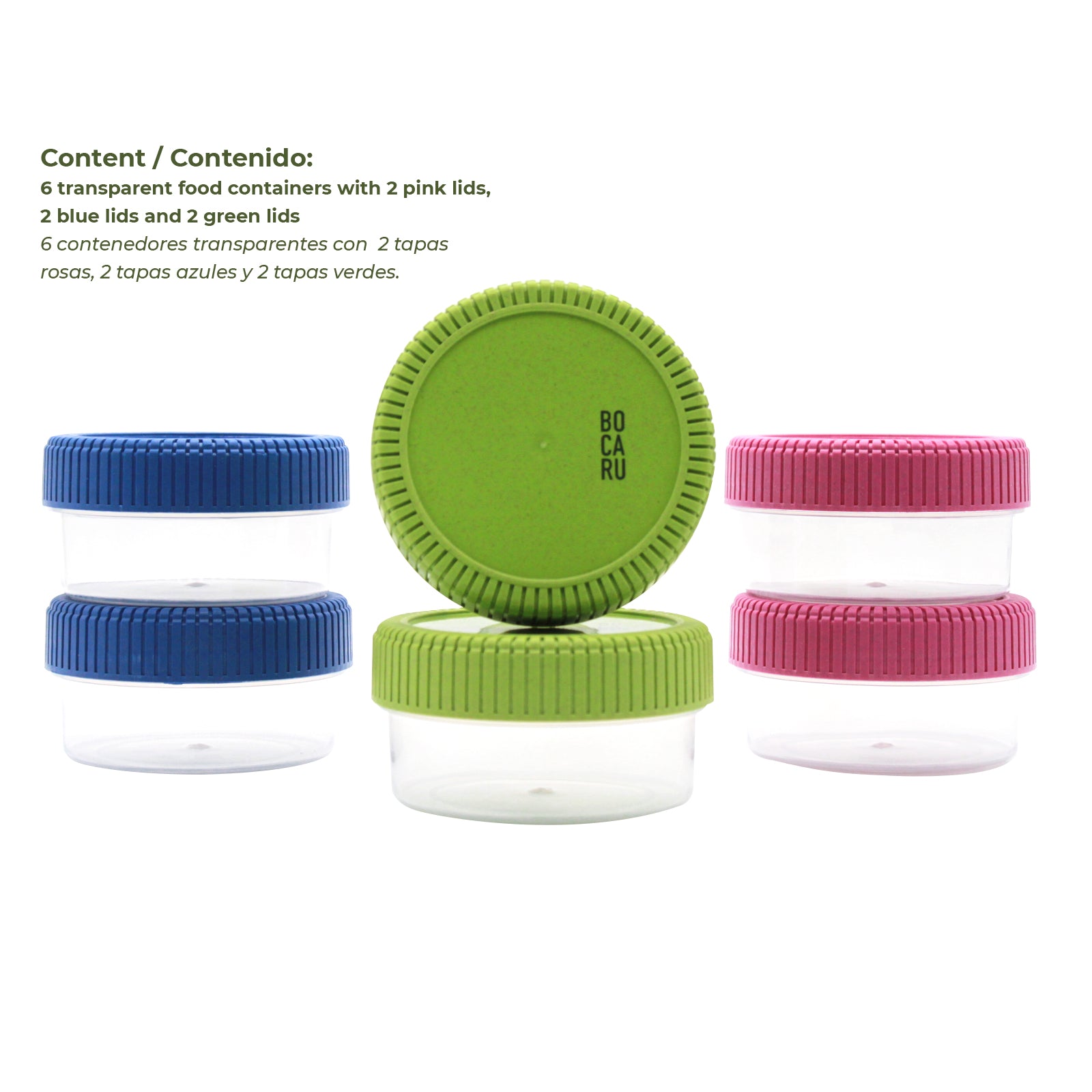 Set de 6 contenedores de 250ml c/u para guardar comida de bebe. Herméticos y libres de BPA. Multicolor